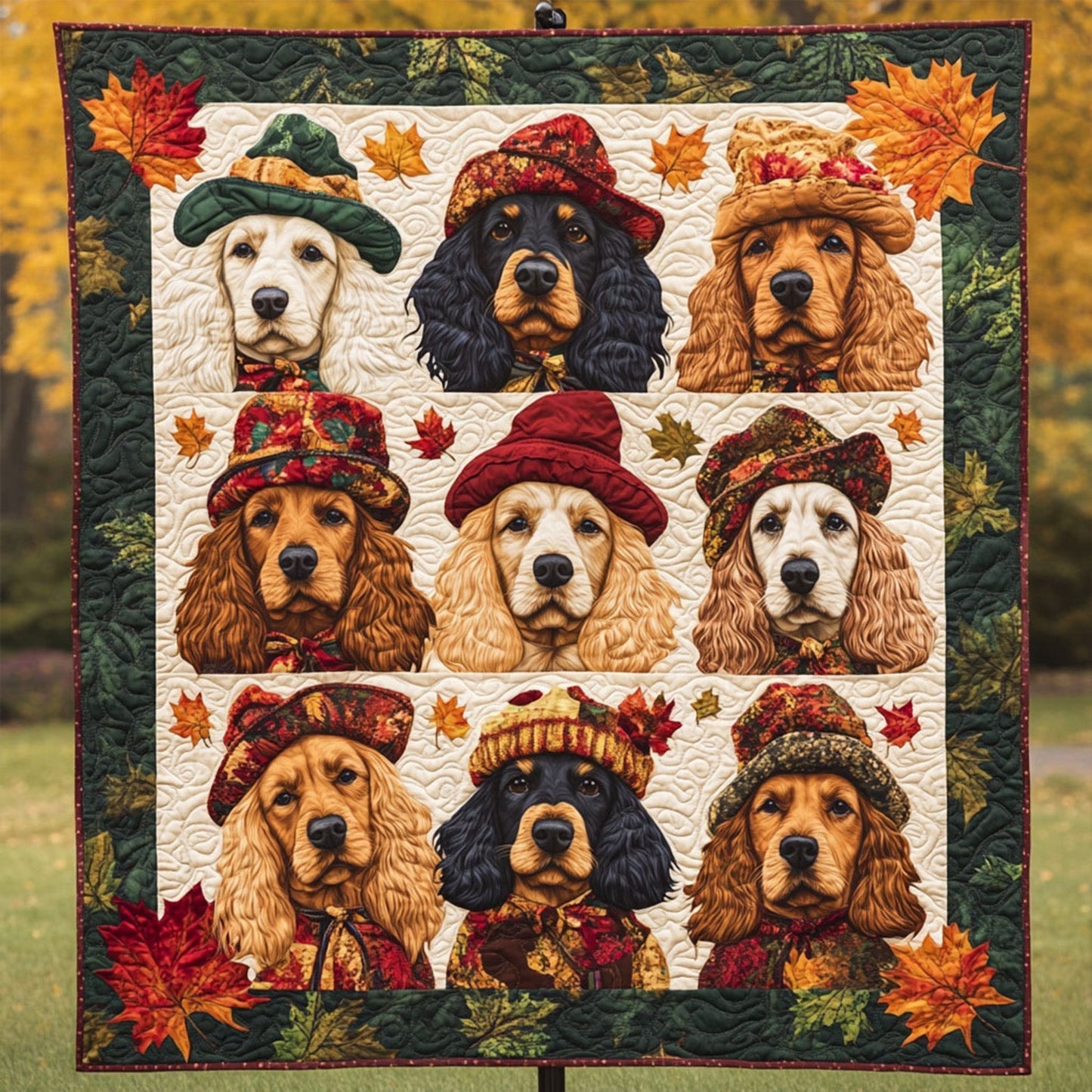 Spaniel Golden Pathways Quilted Blanket NCU0PT1754