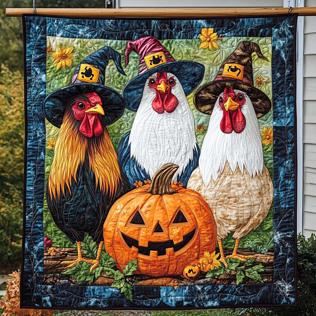 Spooky Chicken Trio Quilted Blanket NCU0NT1045