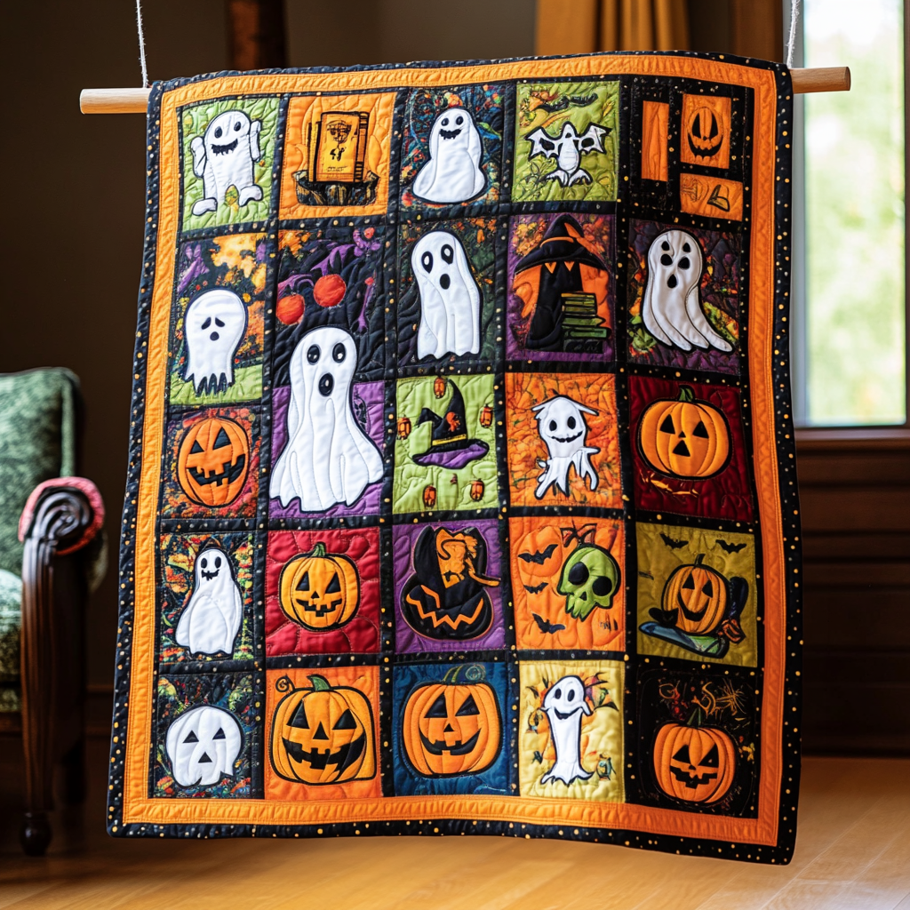 Spooky Halloween Quilted Blanket NCU0PD393