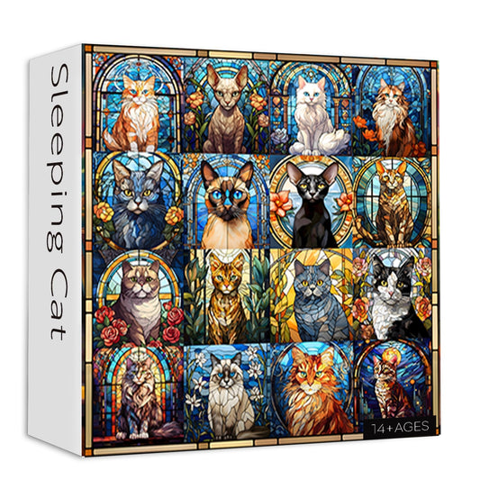 Stained Glass Cat Jigsaw Puzzle 1000 Pieces