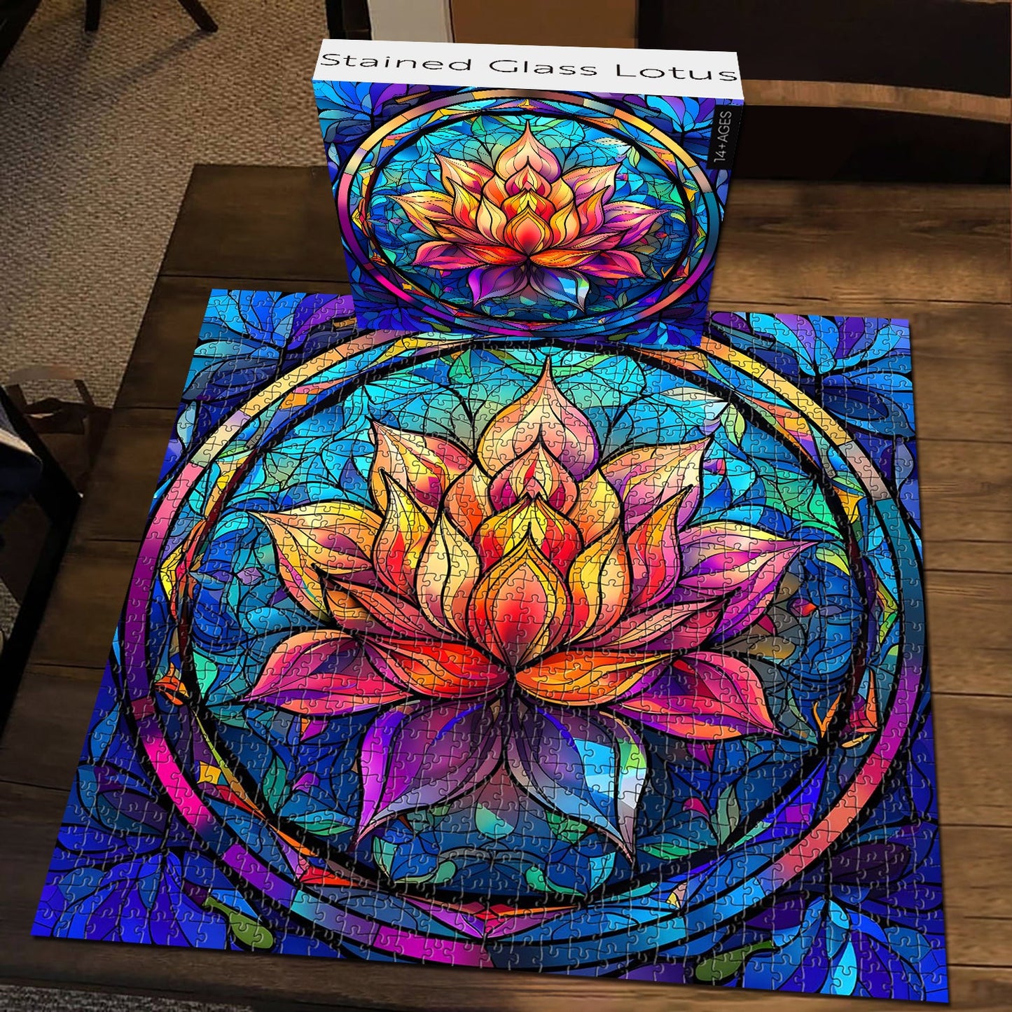 Stained Glass Lotus Jigsaw Puzzle 1000 Pieces