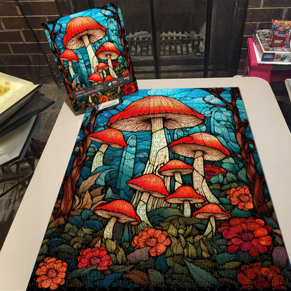 Stained Glass Mushroom Forest Jigsaw Puzzle 1000 Pieces