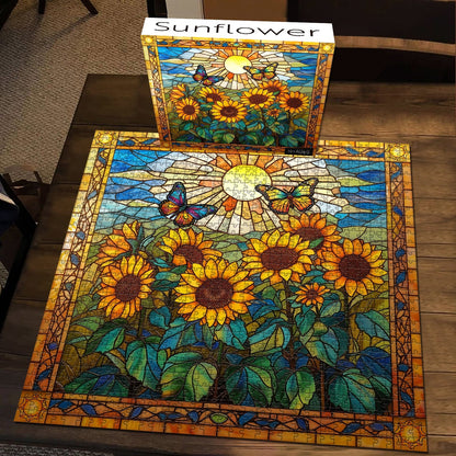 Stained Glass Sunflowers Jigsaw Puzzle 1000 Pieces