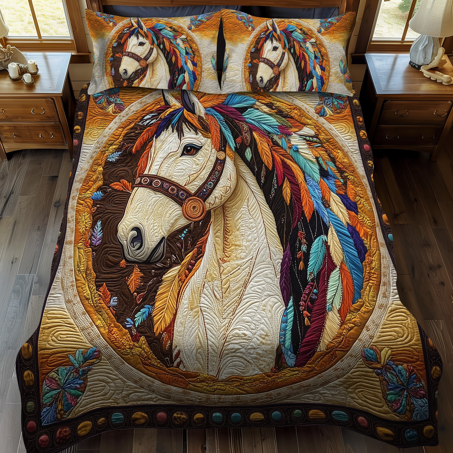 Stallion Spirit 3-Piece Quilted Bedding Set NCU0DK1705