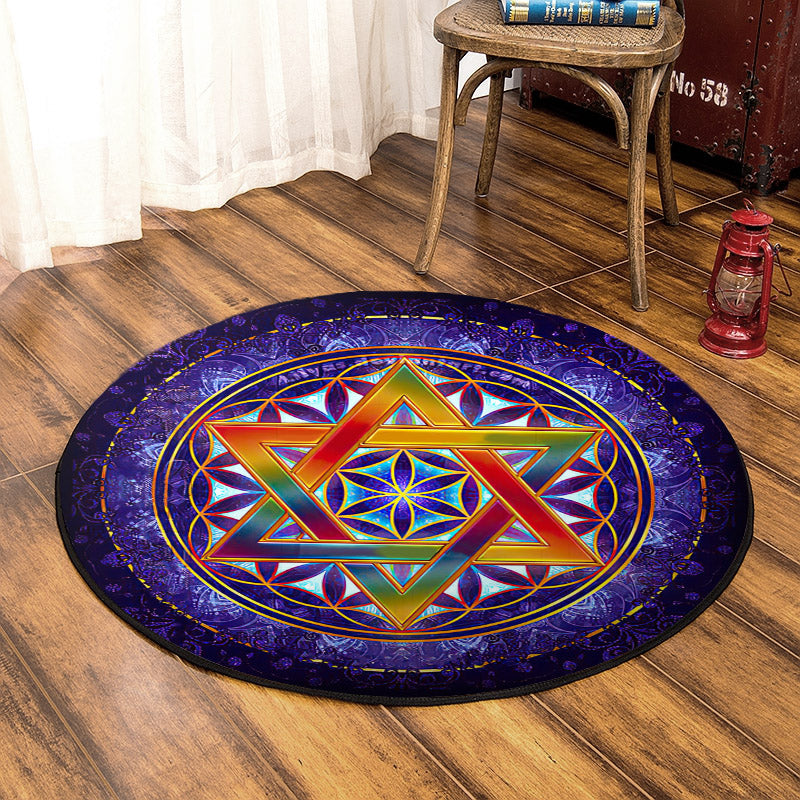 Star Of David BL310738A Round Area Rug