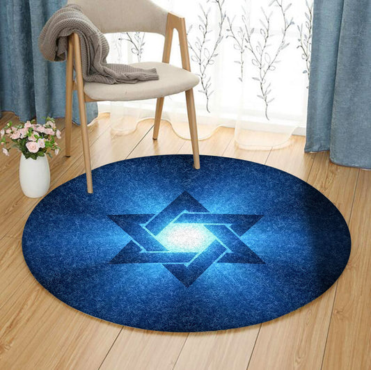 Star Of David HT310741A Round Area Rug