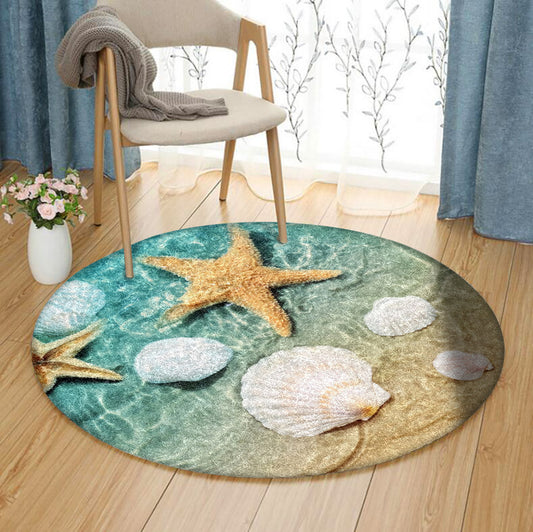 Starfish Seashell CLA2709252RR Round Area Rug