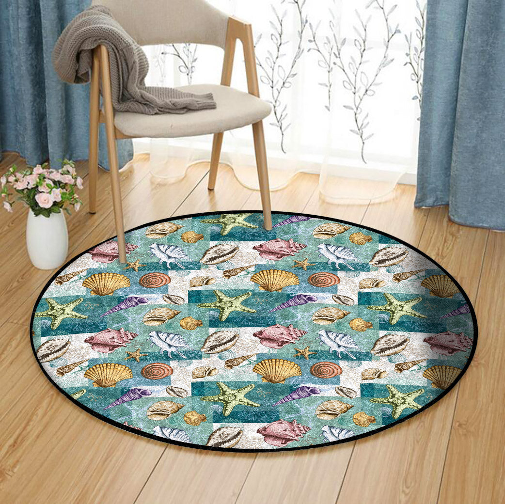 Starfish Seashell CLM2809087R Round Area Rug