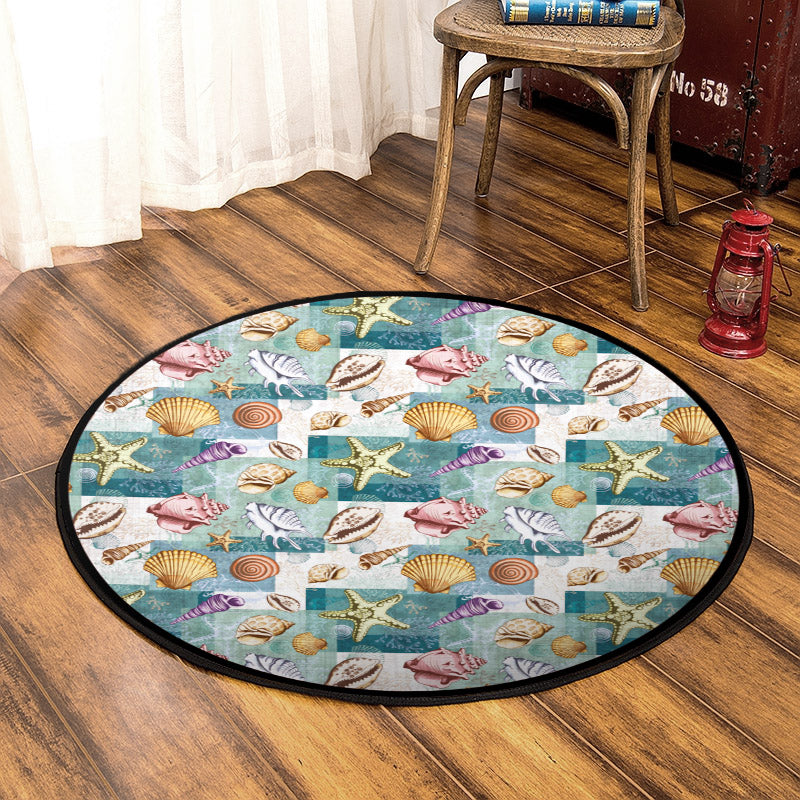 Starfish Seashell CLM2809087R Round Area Rug