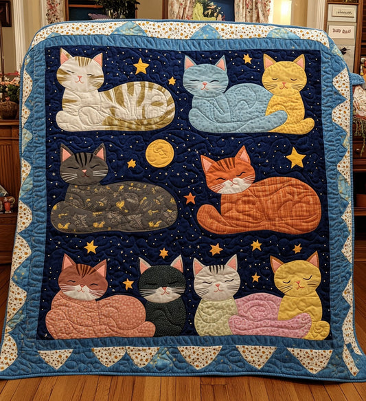 Starlit Feline Dreams Quilted Blanket NCU0PT545