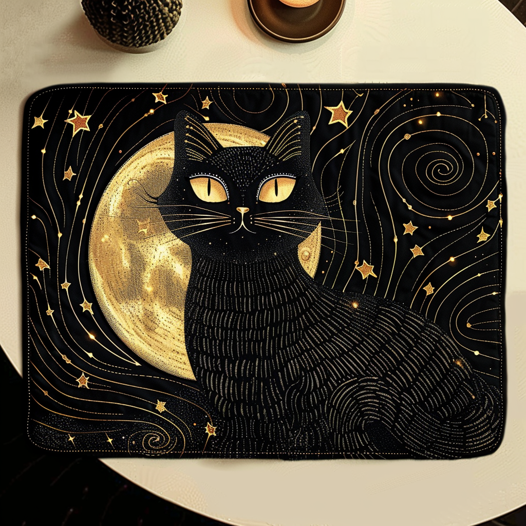 Starry Night Cat Quilted Place Mat NCU0TH399