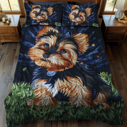 Starry Yorkie 3-Piece Quilted Bedding Set NCU0NT022