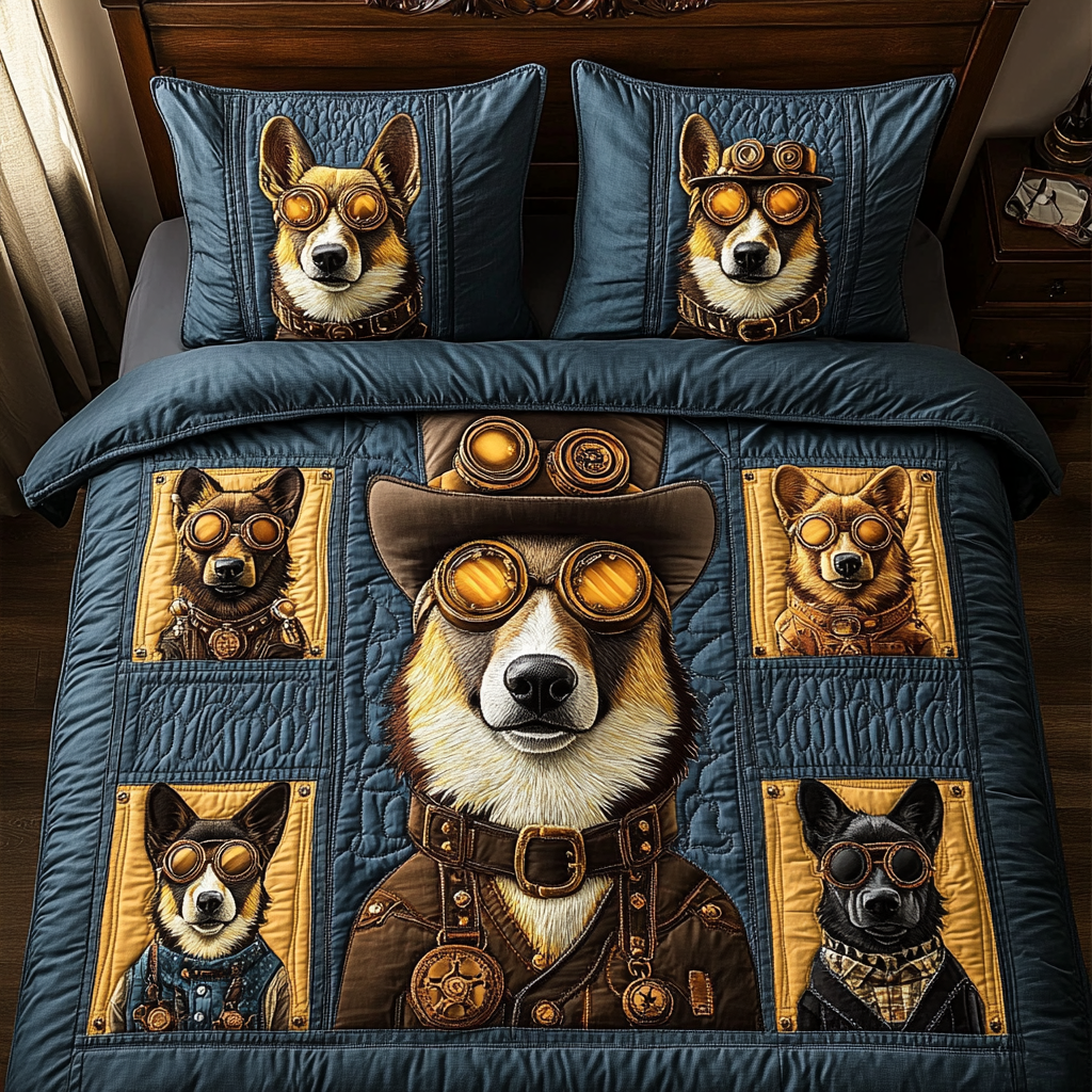 Steampunk Shepherd Quilted Bedding Set NCU0DV2695