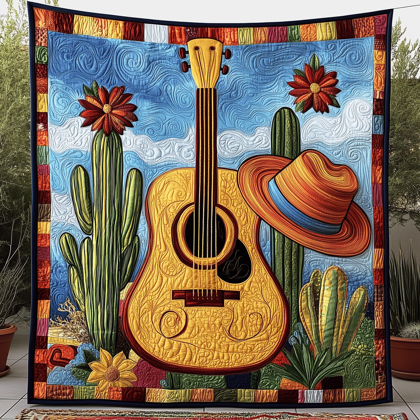 Strings of Mexico Quilted Blanket NCU0TH2381