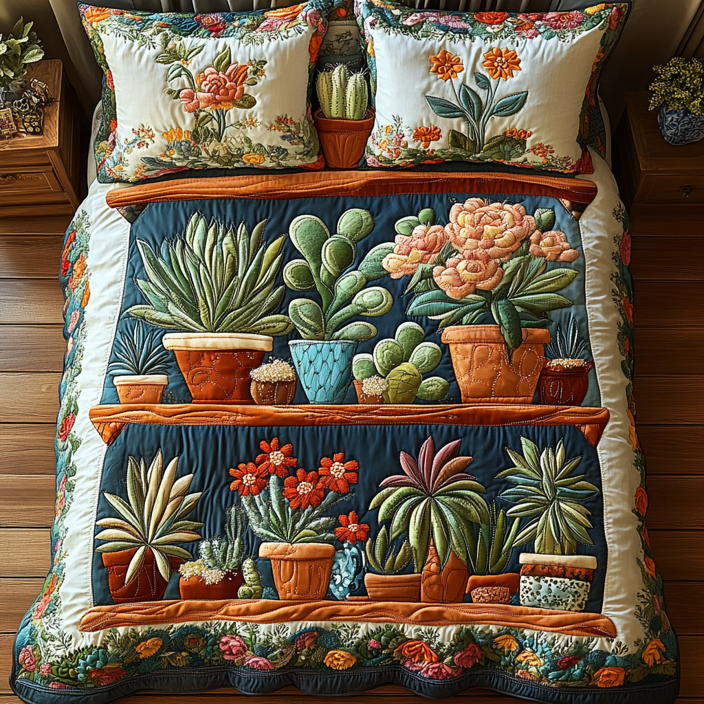 Succulent Sanctuary Quilted Bedding Set NCU0DV2521