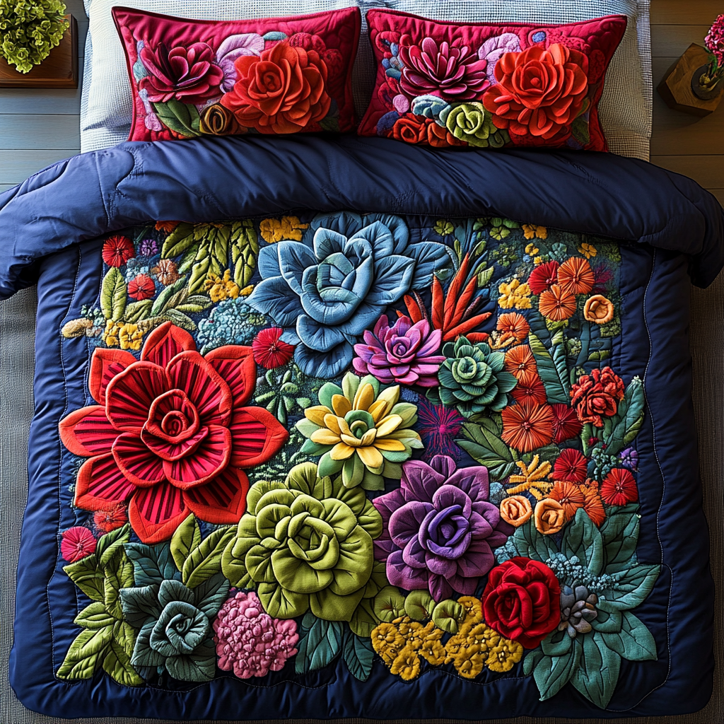 Succulent Soulscape Quilted Bedding Set NCU0DV2515