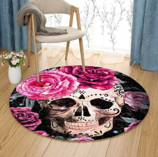 Sugar Skull HN030932RR Round Area Rug