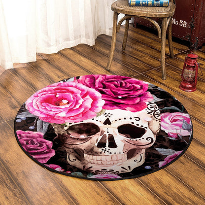 Sugar Skull HN030932RR Round Area Rug