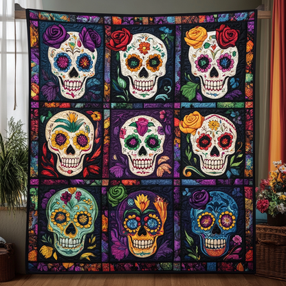 Sugar Skull Magic Quilted Blanket NCU0PD557