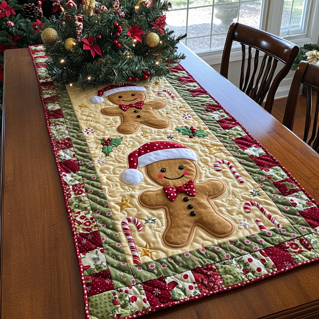 Sugary Ginger Wonderland Quilted Table Runner NCU0DK1433