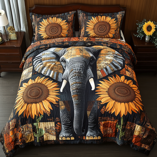 Sunflower Elephant TAI311024118 Quilt Bedding Set