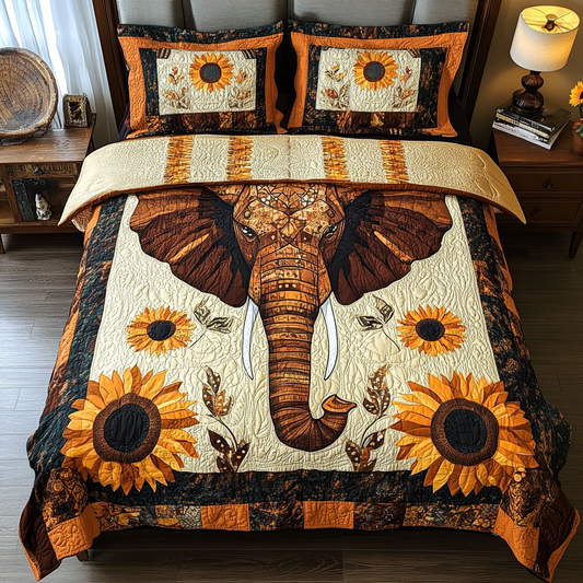 Sunflower Elephant TAI311024124 Quilt Bedding Set