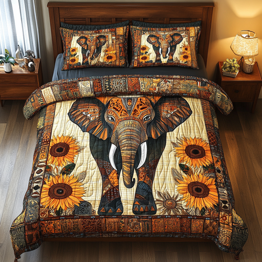 Sunflower Elephant TAI311024125 Quilt Bedding Set