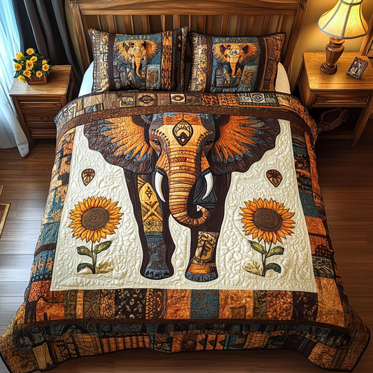 Sunflower Elephant TAI311024126 Quilt Bedding Set