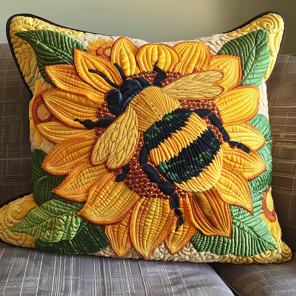 Sunflower Buzz Quilted Pillow Case NCU0NT009