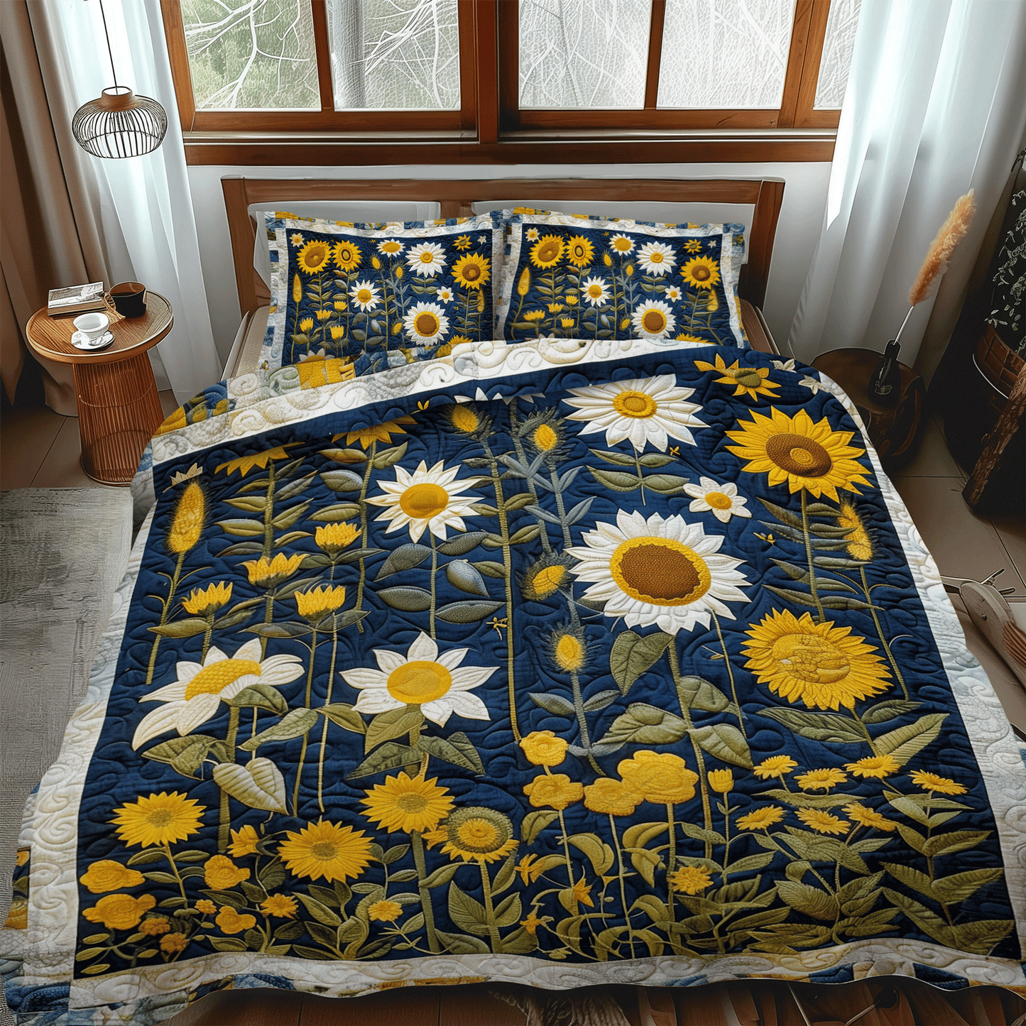 Juego de cama acolchado de 3 piezas Sunflower Night NCU0TH1005