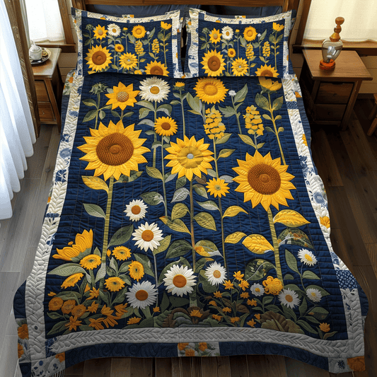 Juego de cama acolchado de 3 piezas Sunflower Radiance NCU0TH1006