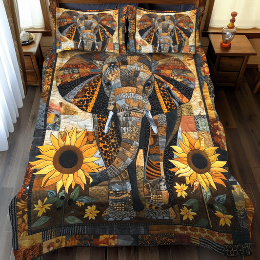 Juego de cama acolchado de 3 piezas con diseño de girasoles y safari NCU0TH901