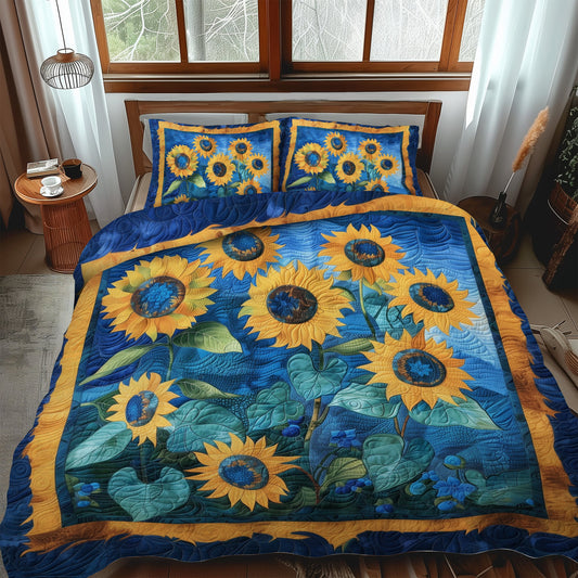 Sunflower Serenity 3-Piece Quilted Bedding Set NCU0TH912