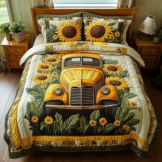 Sunflower Truck Garden Quilted Bedding Set NCU0DV2056