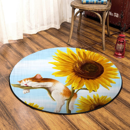 Sunflower Cat HN060971RR Round Area Rug