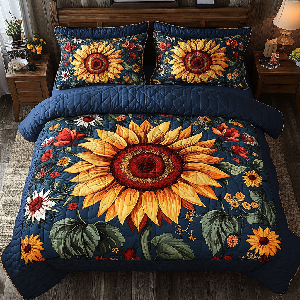 Sunflower Bliss Quilted Bedding Set NCU0VH188