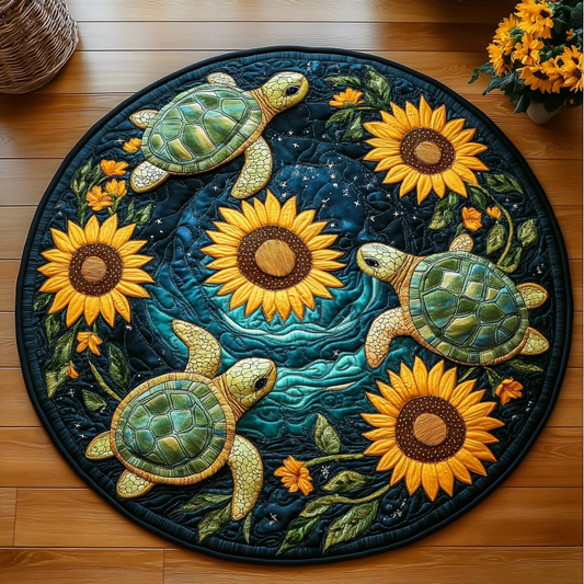 Sunflower Swirls Quilted Round Mat NCU0DV984