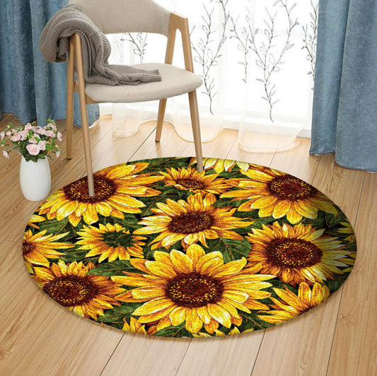 Sunflowers CLA1410073RR Round Area Rug