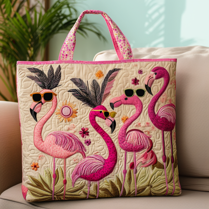 Bolso de mano acolchado con flamencos bañados por el sol NCU0DV956