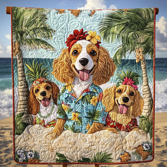 Sunlit Spaniel Afternoon Quilted Blanket NCU0PT1764