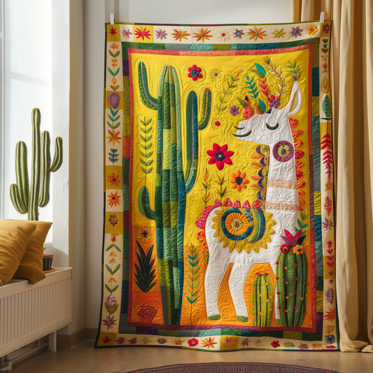 Sunny Llama Cactus Quilted Blanket NCU0TL292