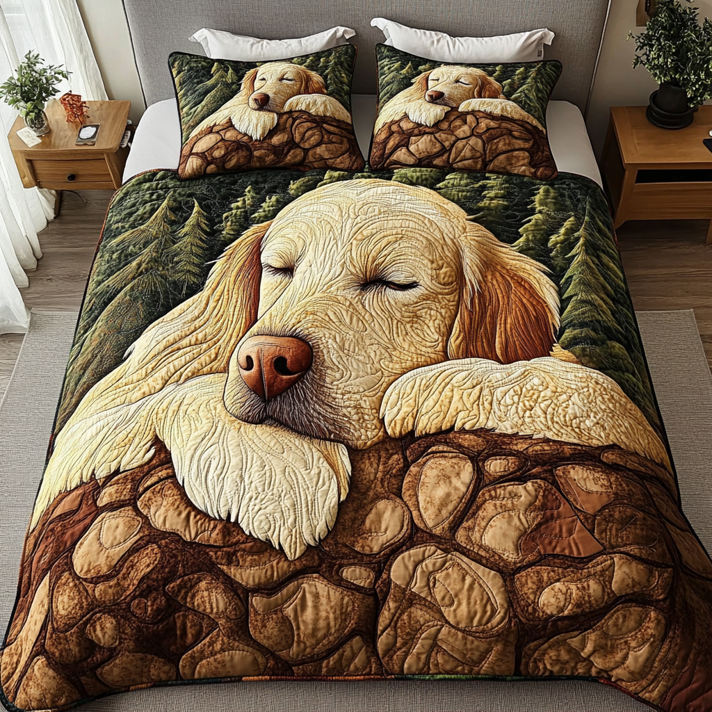 Sunny Retriever 3-Piece Quilted Bedding Set NCU0DK2050