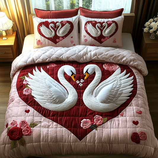 Swan Lake Quilted Bedding Set NCU0DV2335