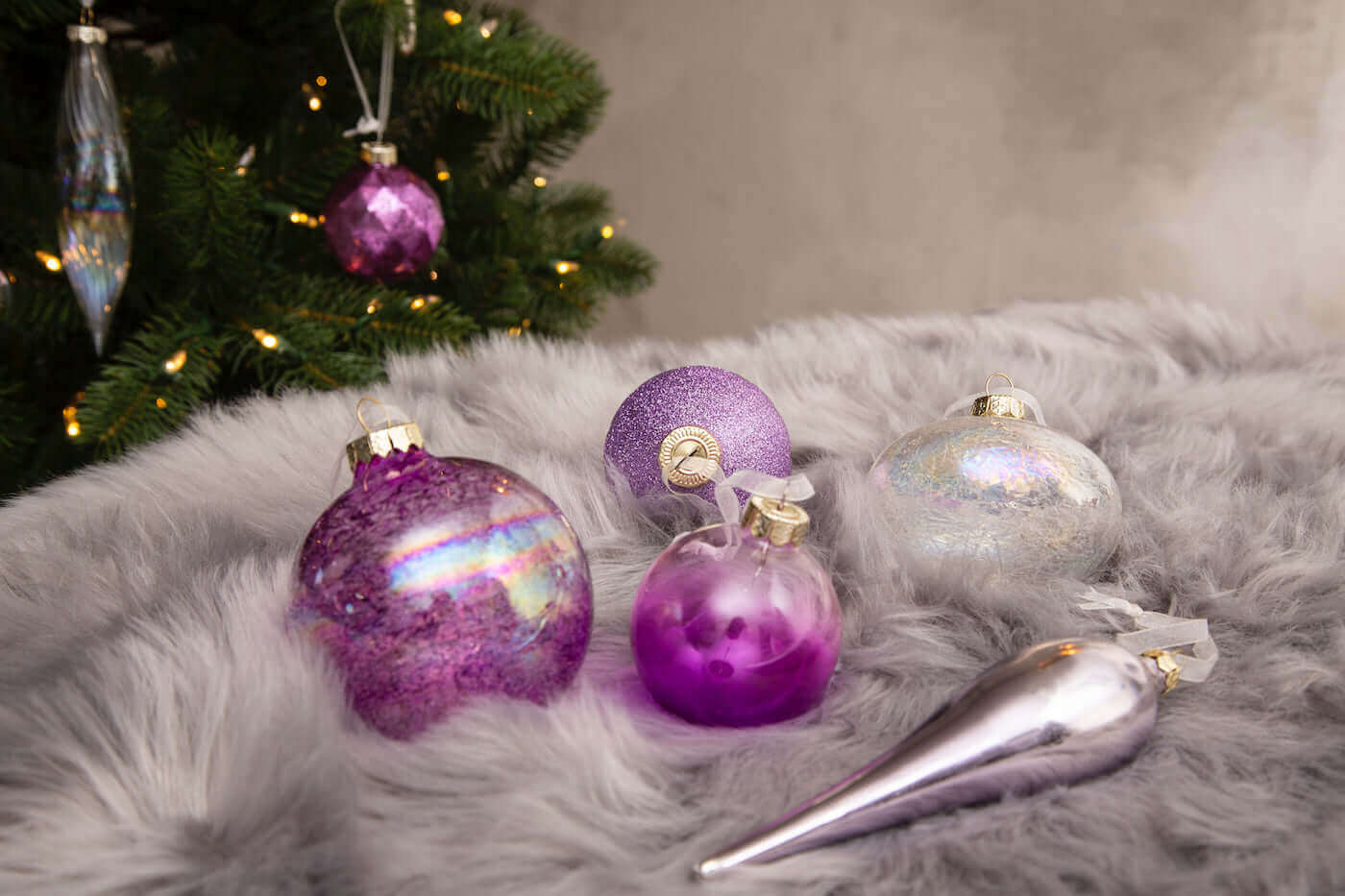 Sweet 30-Piece Glass Ornament Set (Pink - Purple) Limited Edition