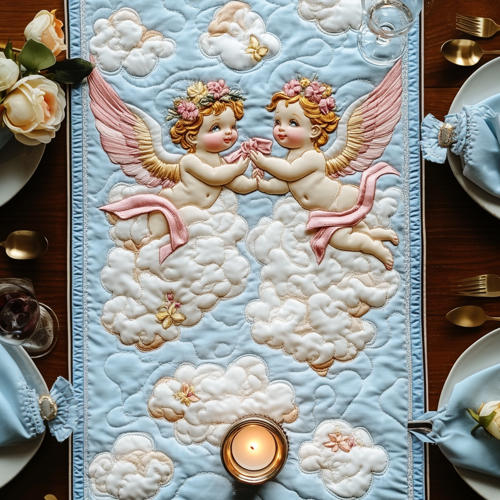 Sweet Cherubs Quilted Table Runner NCU0VH1532