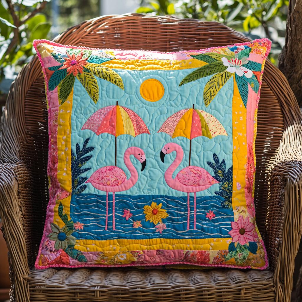 Sweet Flamingo Quilted Pillow Case NCU0VL538