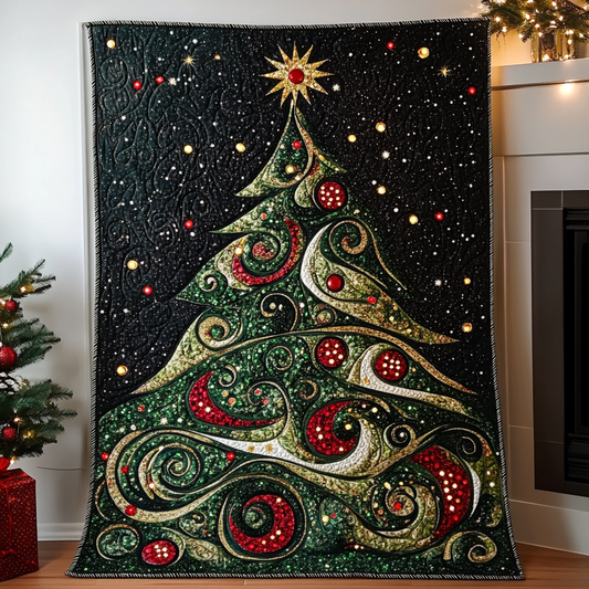 Swirling Holiday Tree Quilted Blanket NCU0TL1532