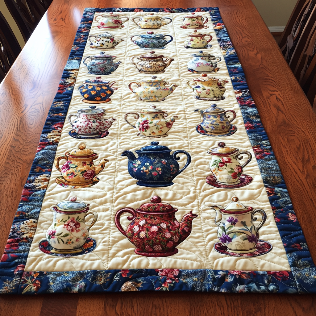 Teapot TAI041124619 Quilted Table Runner