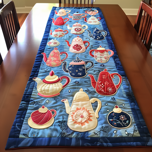 Teapot Parade Quilted Table Runner NCU0LL027