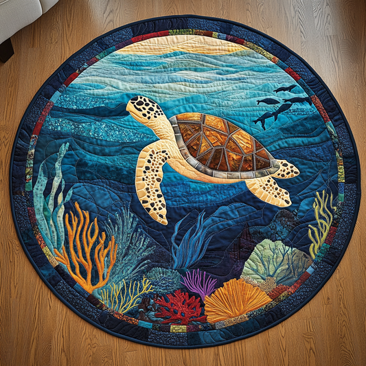 Tidal Turtle Journey Quilted Round Mat NCU0DK1141